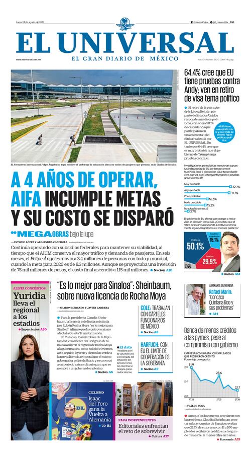 Portada impresa del 24 de agosto de 2026