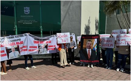 Se manifiestan contra magistrado del Tribunal Electoral de Tamaulipas por acoso sexual contra una extrabajadora