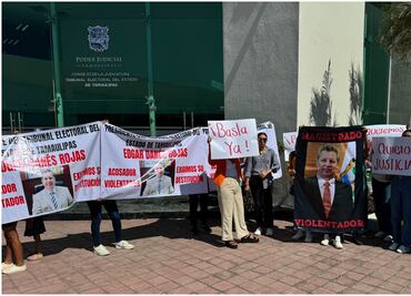 Se manifiestan contra magistrado del Tribunal Electoral de Tamaulipas por acoso sexual contra una extrabajadora