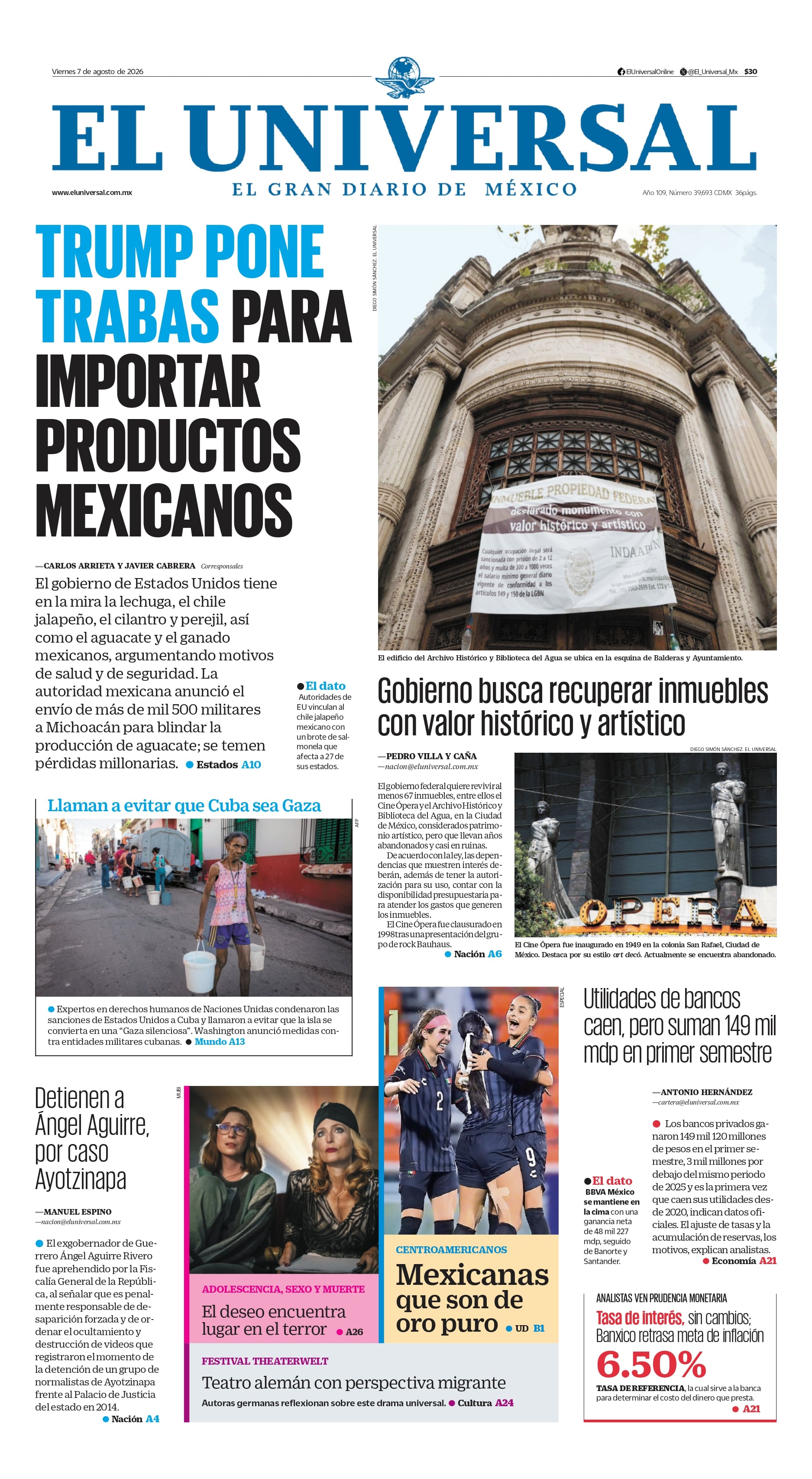 Portada impresa del 7 de agosto de 2026