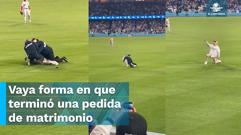Propone matrimonio en Dodger Stadium y termina tecleado y noqueado por elementos de seguridad