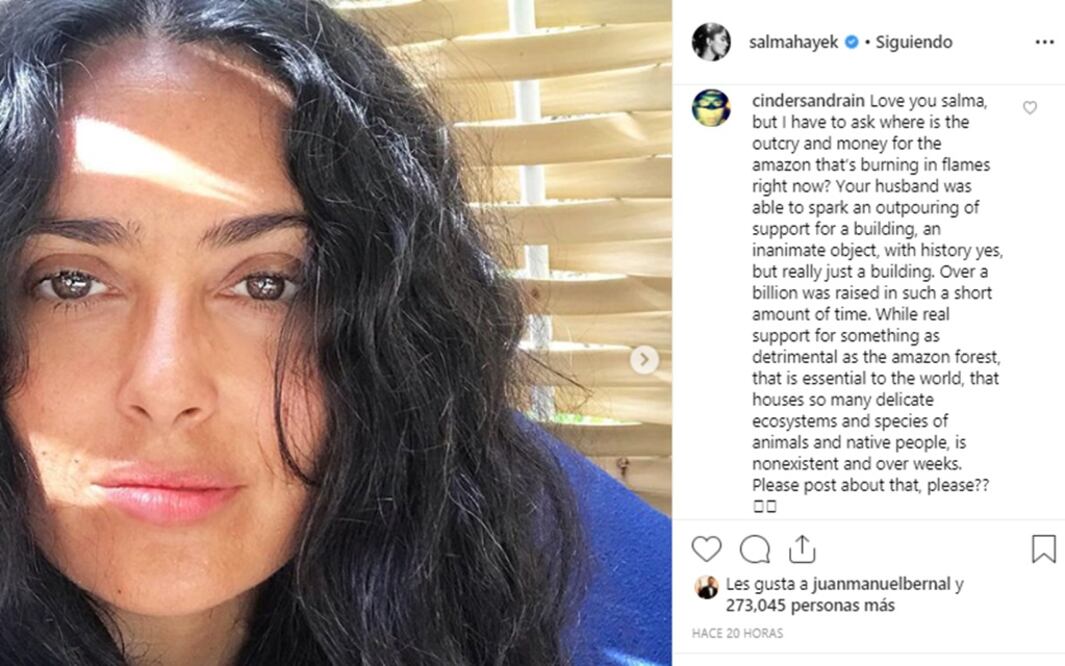 Salma Hayek se muestra al natural en Instagram 