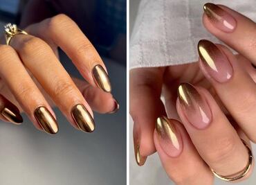 Uñas gold chrome, ideales para brillar esta temporada