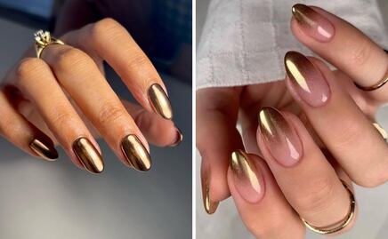 Uñas gold chrome, ideales para brillar esta temporada