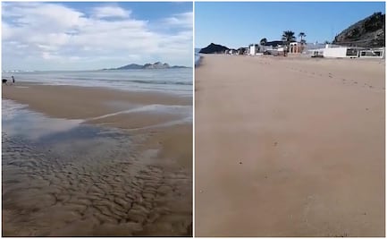 Mar se aleja varios metros de la playa de Bahía de Kino en Sonora