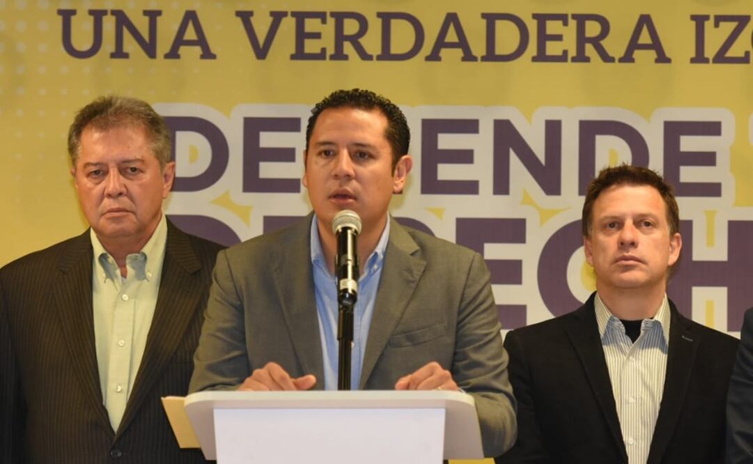 Jaime Martínez Veloz, Ángel Ávila y Fernando Belauzarán durante la conferencia de prensa del PRD: Foto: Especial