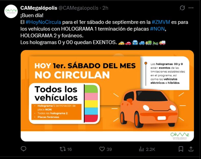 Hoy no circula. Foto: captura de pantalla