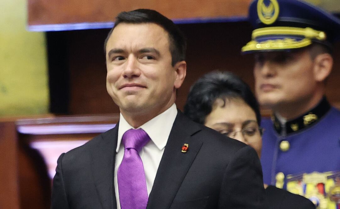 El presidente de Ecuador, Daniel Noboa llega a la Asamblea Nacional (Parlamento) este sábado, en Quito (Ecuador) para la ceremonia de investidura. Foto: EFE