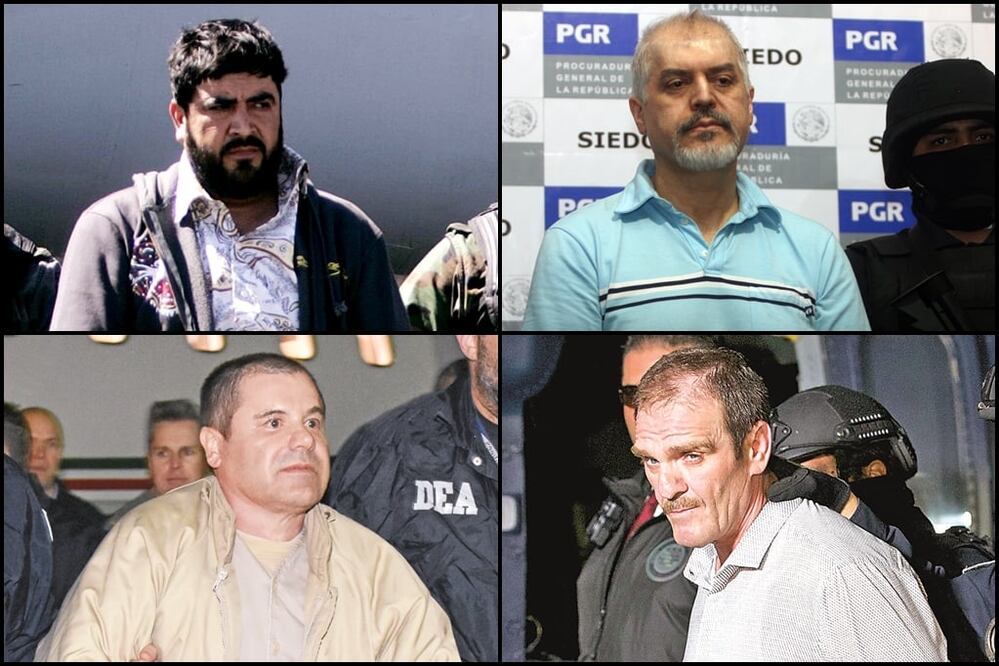En la imagen (i-d) Alfredo Beltrán Leyva “El Mochomo”, Eduardo Arellano Félix “El Doctor”,  Joaquín “El Chapo” Guzmán y Héctor Luis “El Güero” Palma. Foto: Archivo/EL UNIVERSAL