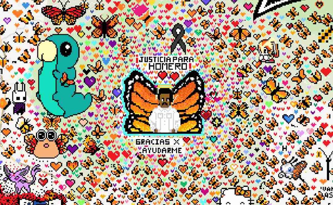 Usuarios dibujan en Wplace a Homero Gómez, defensor de la mariposa monarca, cerca de Ocampo, en Michoacán. Foto: Captura