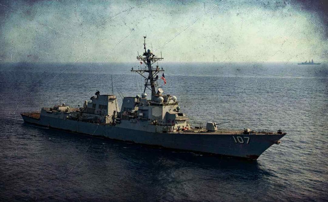 Edición de foto publicada por el Servicio de Distribución de Información Visual de Defensa de EE. UU. (DVIDS), muestra al destructor de misiles guiados USS Gravely (DDG 107) de la Armada estadounidense, clase Arleigh Burke / Foto: AFP