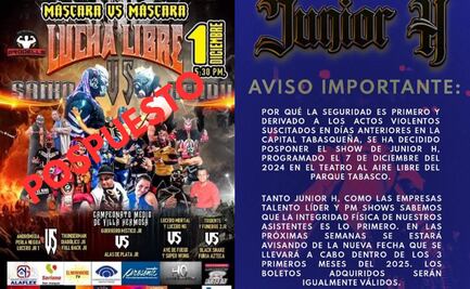 Jessi & Joy, Junior H y hasta la lucha libre cancelan sus espectáculos en Tabasco; es a causa de la inseguridad