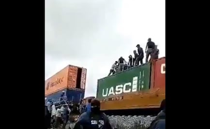 Saquean contenedores en tren de carga en Puebla