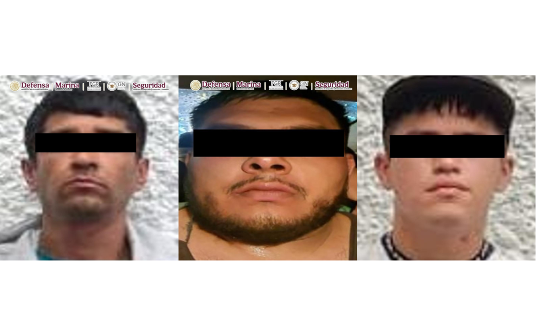 Los detenidos, de 21, 34 y 47 años, fueron puestos a disposición del Ministerio Público. Foto: Especial.
