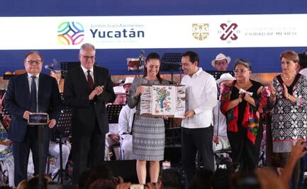 Sheinbaum y Vila Dosal inauguran Yucatán Expone en el Zócalo capitalino