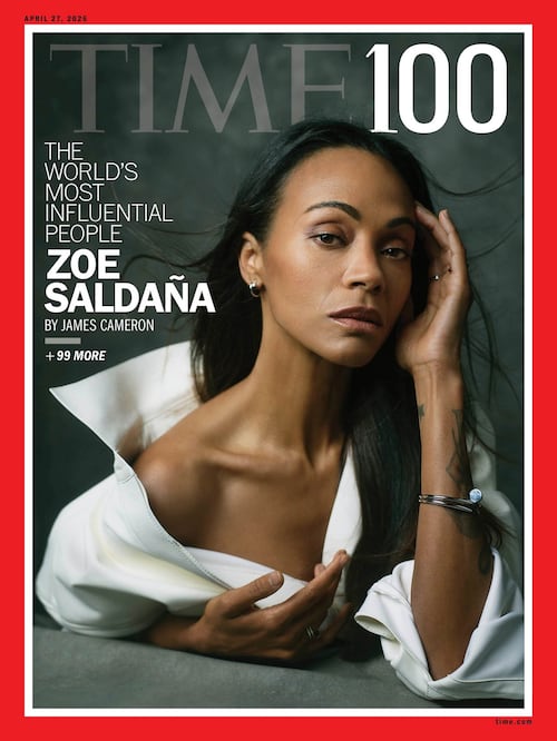 La portada de la revista Time, con la actriz Zoe Saldaña, una de las líderes más influyentes, en la lista 2026. FOTO: EFE