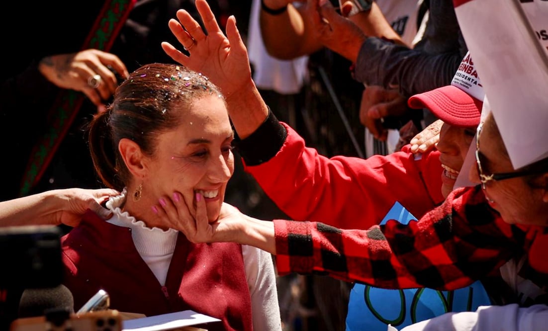 Claudia Sheinbaum, candidata de la coalición Sigamos Haciendo Historia, encabezó un mitin en la explanada municipal de Ramos Arizpe, Coahuila,. Foto: Diego Simón Sánchez/EL UNIVERSAL