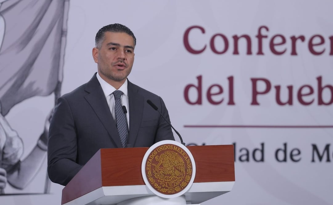Omar García Harfuch, titular de la SSPC, en la Mañanera del Pueblo del 21 de abril de 2026 en Palacio Nacional. Foto: Gabriel Pano/ EL UNIVERSAL