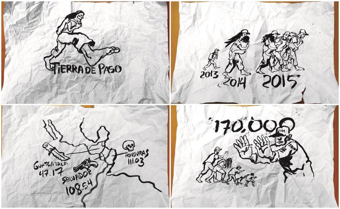 México padece la crisis de refugiados más grande de los últimos 15 años. Las solicitudes de asilo se incrementan cada año, principalmente de personas provenientes de Centroamérica (Ilustraciones: EKO)