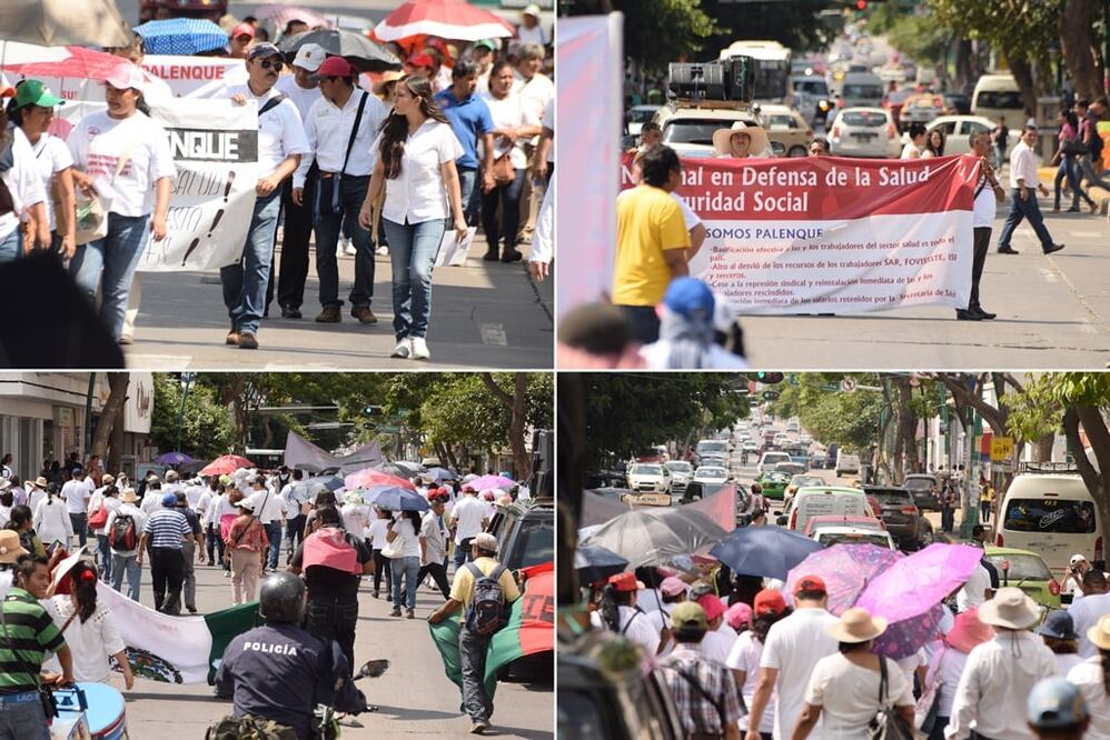 Marcha de doctores en el estado de Chiapas. Fotos: Oscar León