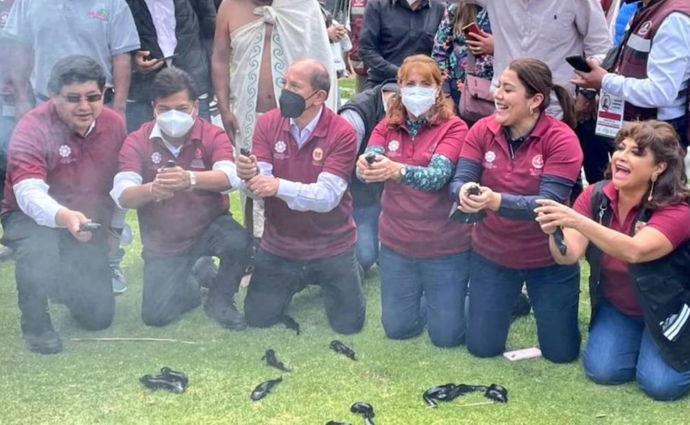 Defiende Morena pintura morada y ajolotes por toda la CDMX; PAN señala que ven al ajolote como propaganda.
Foto: Especial.