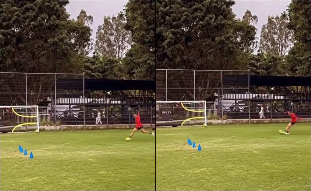 Chicharito Hernández marcó un golazo de zurda en práctica con Chivas / FOTO: ESPECIAL