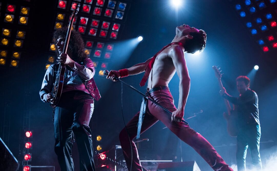 Imagen difundida por Twentieth Century Fox, Gwilym Lee, Rami Malek y Joe Mazzello, de izquierda a derecha, en una escena de "Bohemian Rhapsody". Foto: Alex Bailey/Twentieth Century Fox via AP