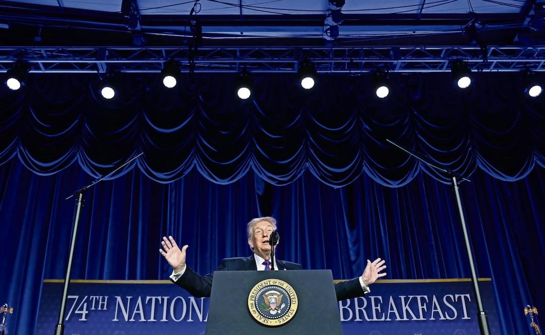 El presidente de Estados Unidos, Donald Trump, ayer en el Desayuno Nacional de Oración en Washington. Foto: Saul Loeb / AFP)