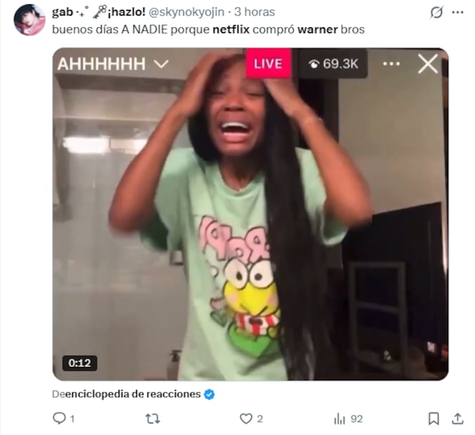 Los mejores memes de la compra de Warner Bros Discovery por parte de Netflix; así reaccionaron en X. Fuente: X