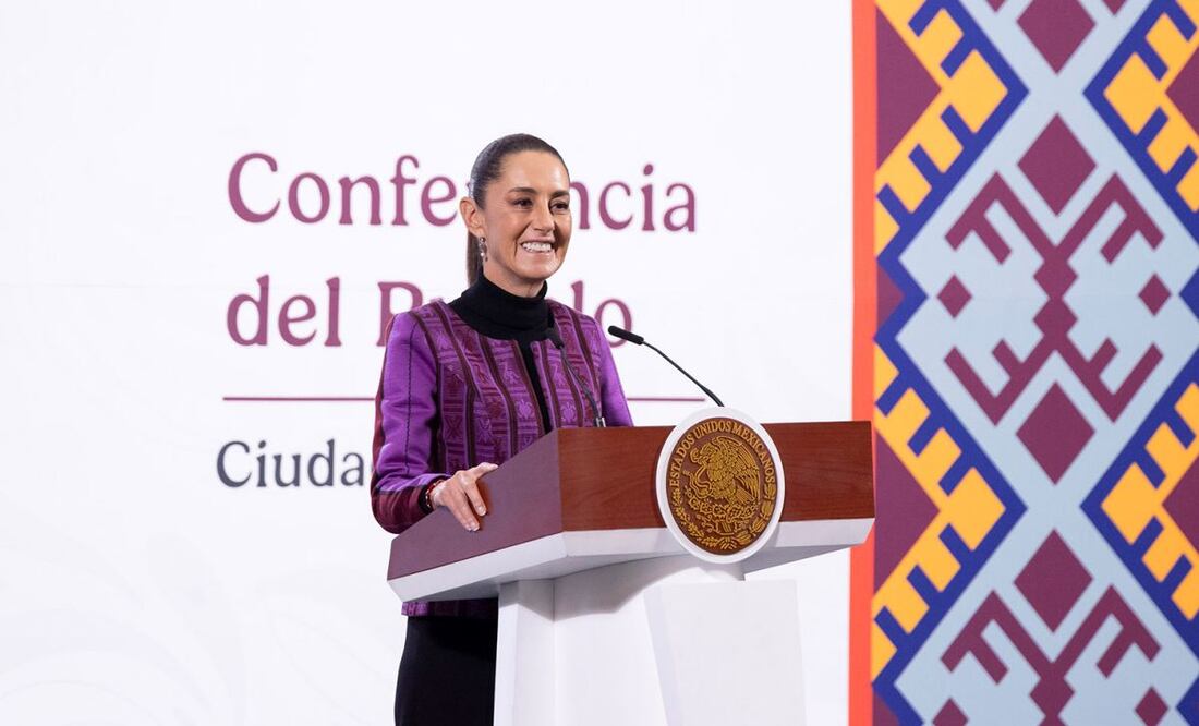 Claudia Sheinbaum, presidenta de México, durante la mañanera del 20 de febrero del 2025 en Palacio Nacional. Foto: Presidencia