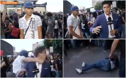 Sujeto agrede a reportero durante transmisión en vivo en marcha feminista de CDMX