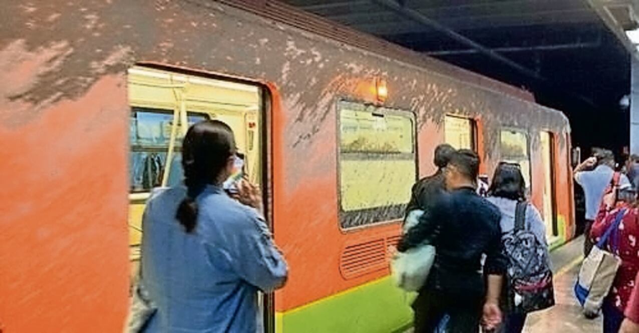 La maquinaria de una construcción particular perforó una dovela que causó la filtración de cemento a las vías y afectó a uno de los trenes. Foto: Especial