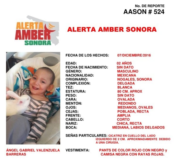 Activan Alerta Amber por el robo de un niño con hidrocefalia
