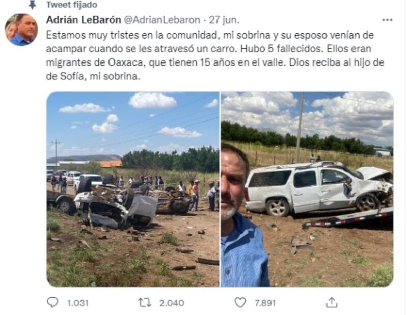 Niño de tres años de la familia LeBarón muere en accidente automovilístico 