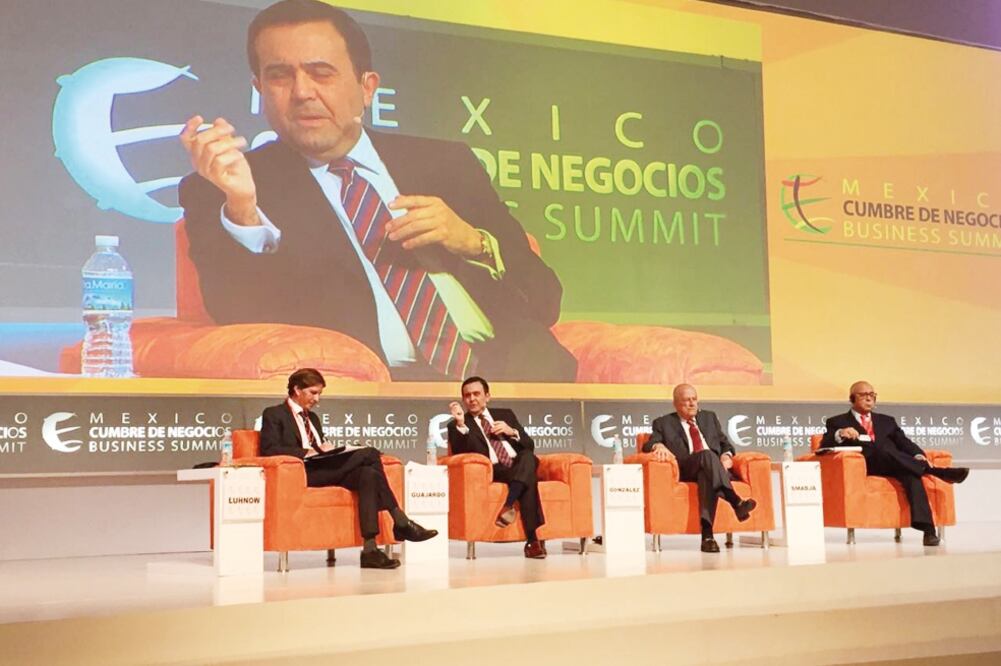 David Luhnow, Ildefonso Guajardo, Claudio X. González y Claude Smadja participaron en la inauguración de la Cumbre de Negocios 2016 (CORTESÍA)