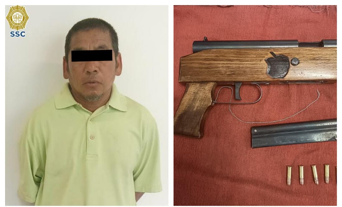 Detenido por lanzar tiros en Topilejo y lo pepena la SSC. Foto: Especial