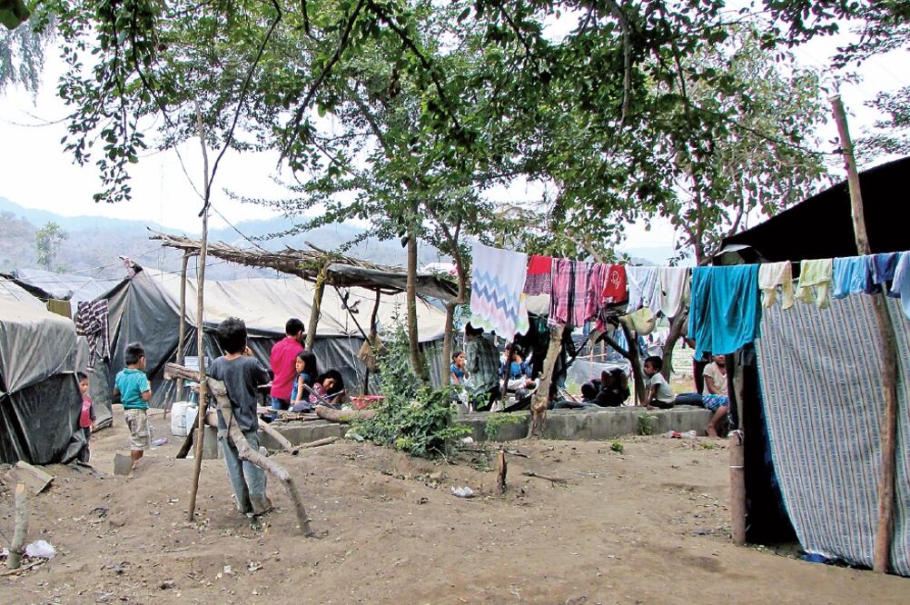 Los trabajadores acampan cerca de las tierras donde cosechan. Tras terminar la jornada, los niños deambulan entre las casas de plástico, madera y cartón, en busca de una manera de entretenerse (RAÚL TORRES)