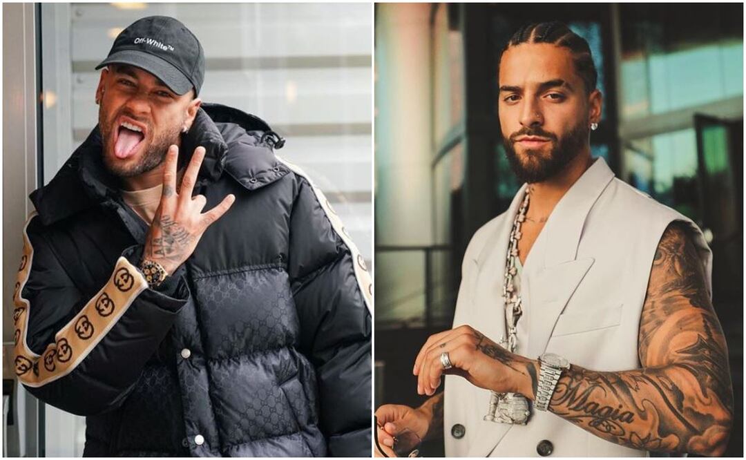 Maluma aclaró en un podcast si Neymar le "robó" a la novia. / foto: Instagram Neymar y Maluma.