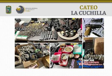 Decomisan armas, granadas y droga en mercado municipal de Puebla