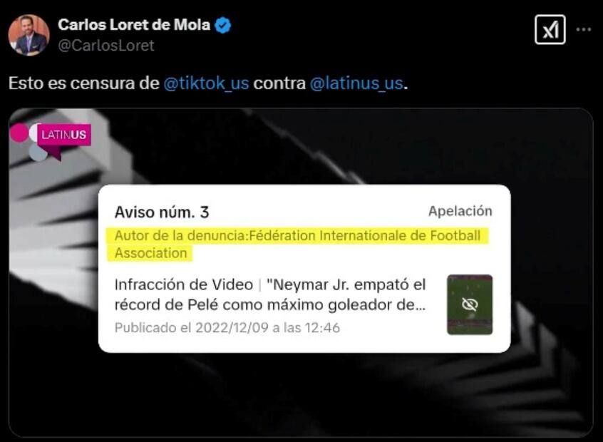 Post en X del periodista Carlos Loret de Mola el 5 de febrero del 2025. Foto: Tomada de la cuenta de X de @CarlosLoret