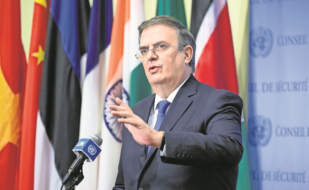 El titular de Relaciones Exteriores, Marcelo Ebrard Casaubon, participó ayer en el debate El impacto del desvío y tráfico de armas para la paz y la seguridad, en el Consejo de Seguridad de las Naciones Unidas. Foto: AP