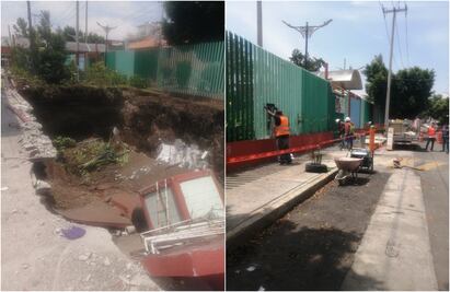 Socavón por ruptura de drenaje provoca derrumbe en el Deportivo Gertrudis Sánchez de la GAM