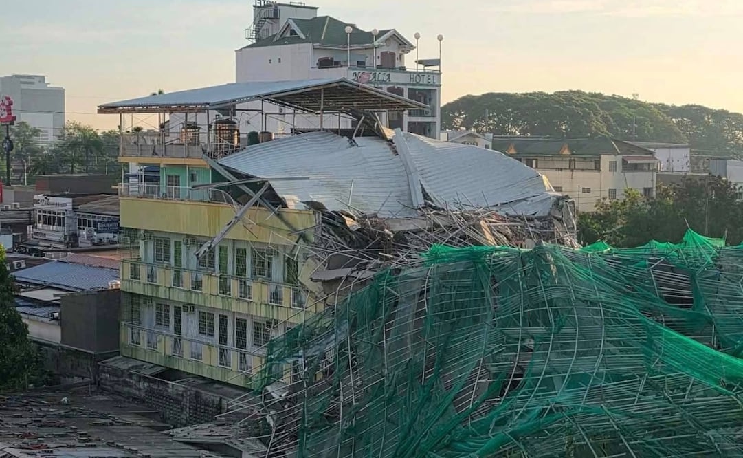 Vista del colapso de un edificio en construcción en el norte de Filipinas. Foto: @iam_jniest