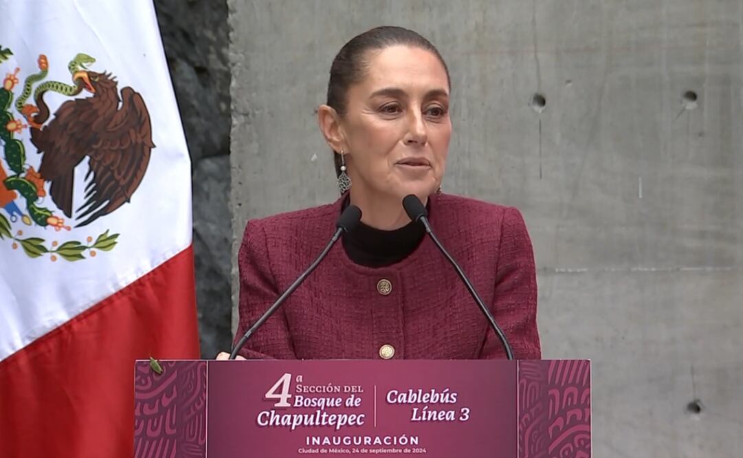 Claudia Sheinbaum durante la inauguración de la Línea 3 del cablebús. Foto: X @lopezobrador_