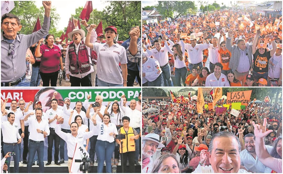 Ante sus simpatizantes, los candidatos Manolo Jiménez, Armando Guadiana, Ricardo Mejía y Lenin Pérez realizaron sus cierres regionales, Foto: Especial