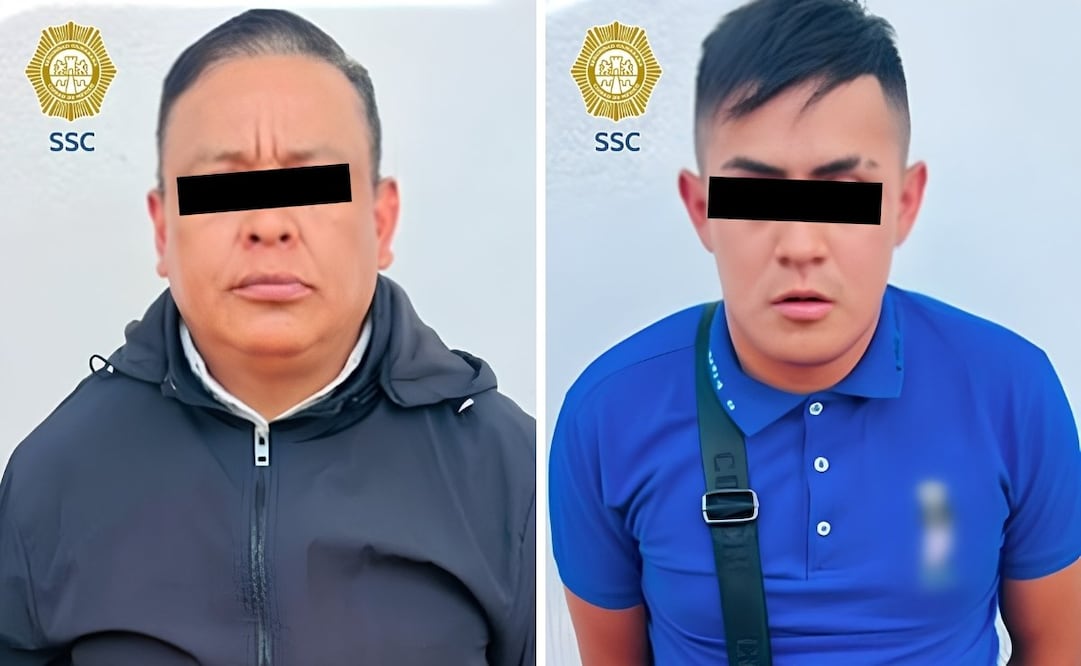 Dos sujetos fueron capturados por policías capitalinos por presuntamente robar a un hombre en el barrio de La Merced; están relacionados con el cobro de piso a comerciantes ambulantes de la zona. | Foto: Especial.