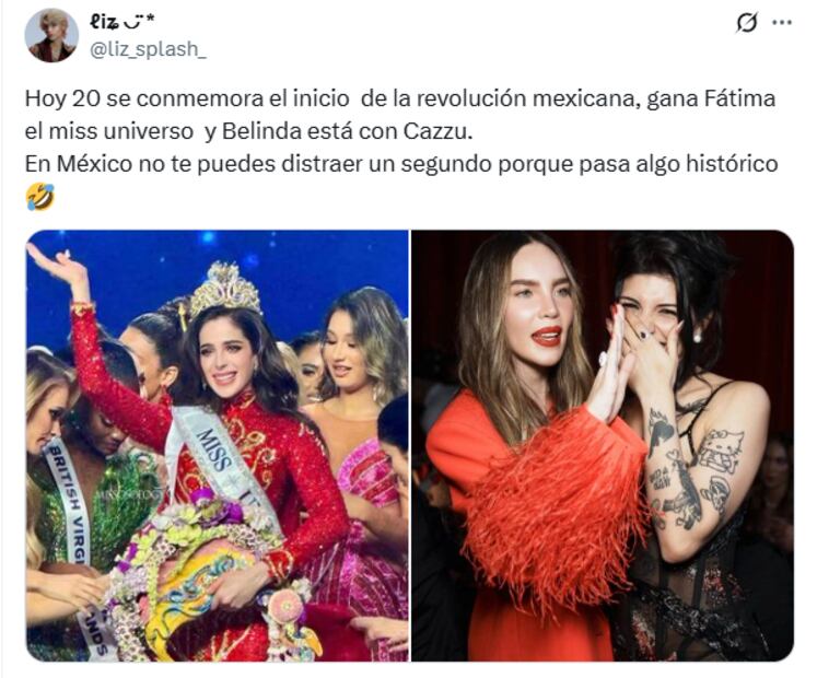 Memes de la victoria de Fátima Bosch en Miss Universo 2025. Foto: X