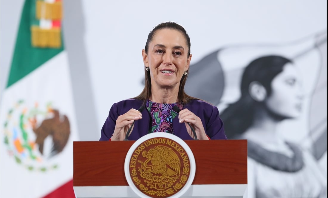 La presidenta de México, Claudia Sheinbaum pardo, durante la mañanera en Palacio Nacional de la Ciudad de México, el jueves 30 de octubre de 2025. Foto: EFE