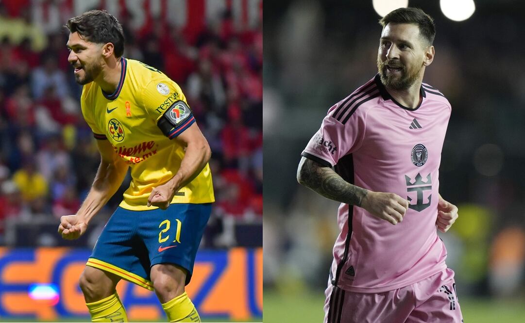 Henry Martín en festejo de gol, durante el Apertura 2024 de la Liga MX | Lionel Messi con el Inter Miami, ante el Revolution de Nueva Inglaterra - Fotos: Imago7/AP