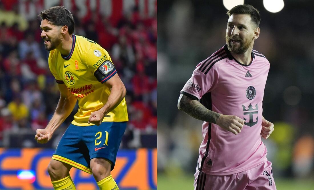 Henry Martín en festejo de gol, durante el Apertura 2024 de la Liga MX | Lionel Messi con el Inter Miami, ante el Revolution de Nueva Inglaterra - Fotos: Imago7/AP